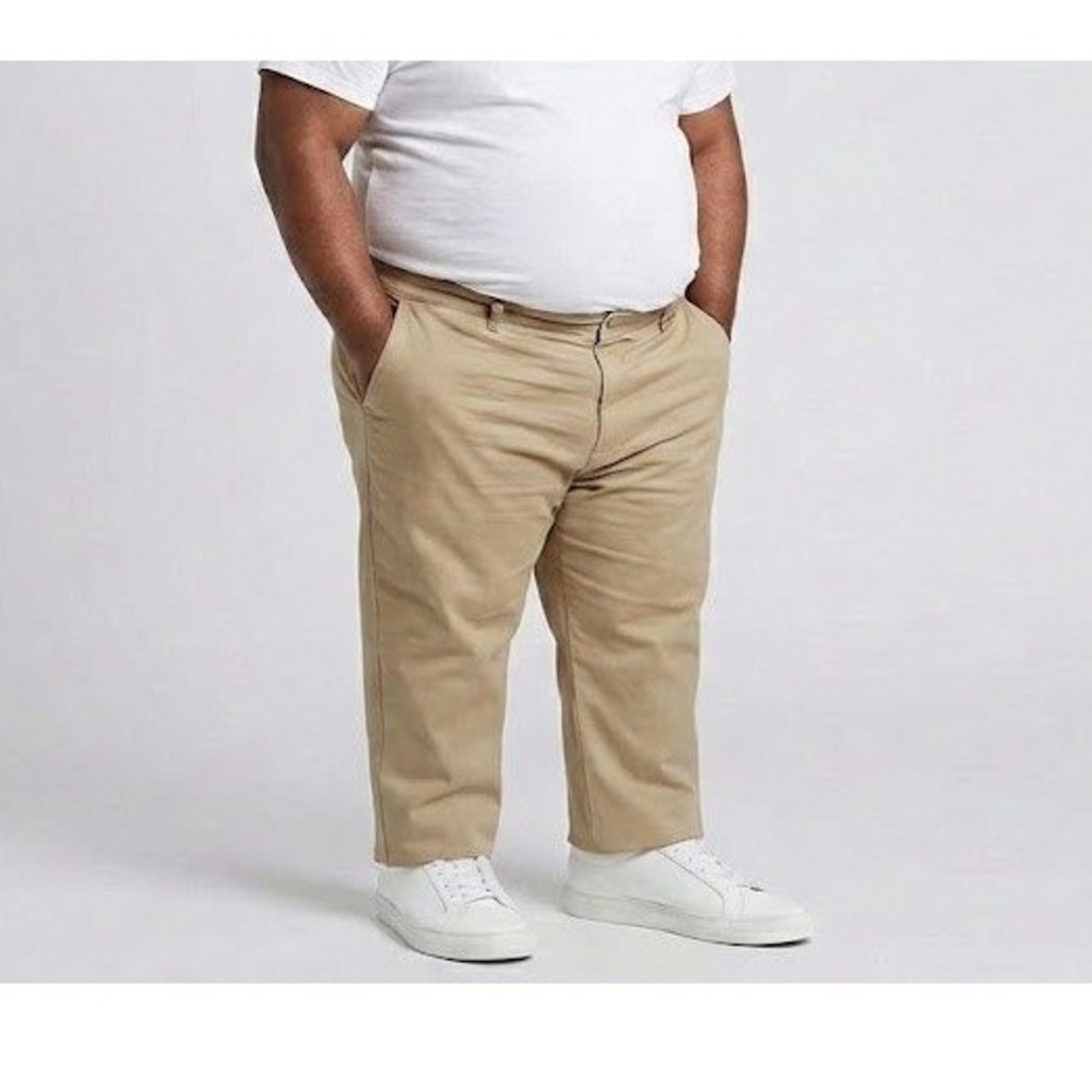 Amazon Essentials Chino Pants Mens 42x28 Khaki Tan Straight Leg Twill Trousers